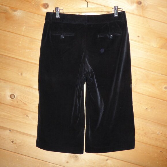 Theory Black Velvet Velour Knee Length Wide Leg Bermuda Pants Shorts Culottes 6 - Picture 5 of 11